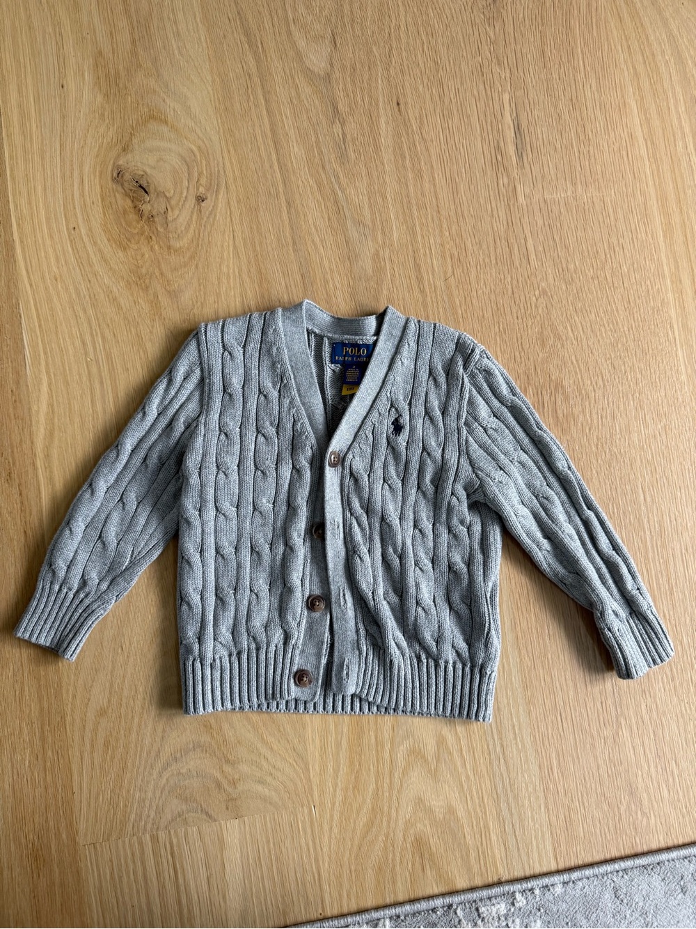 Polo by Ralph Lauren Gray Cable Knit Cardigan Sweater